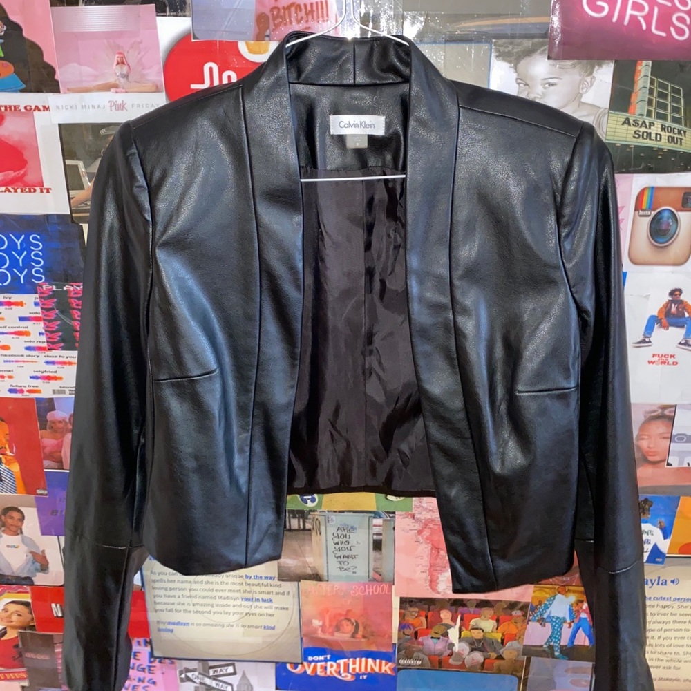 Brand New Calvin Klein Cropped Leather Jacket